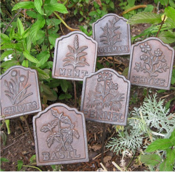 Cast Iron Heritage Herb Garden Set of 8 Plant Markers by Ascalon 0