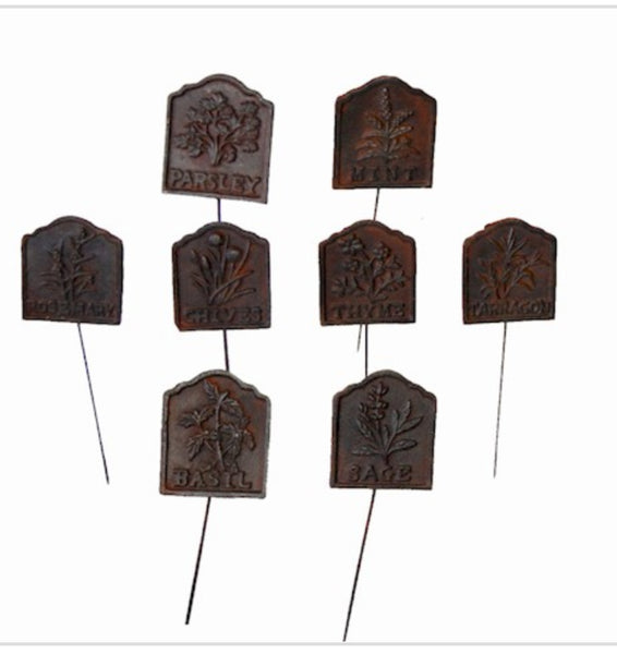 Cast Iron Heritage Herb Garden Set of 8 Plant Markers by Ascalon 1