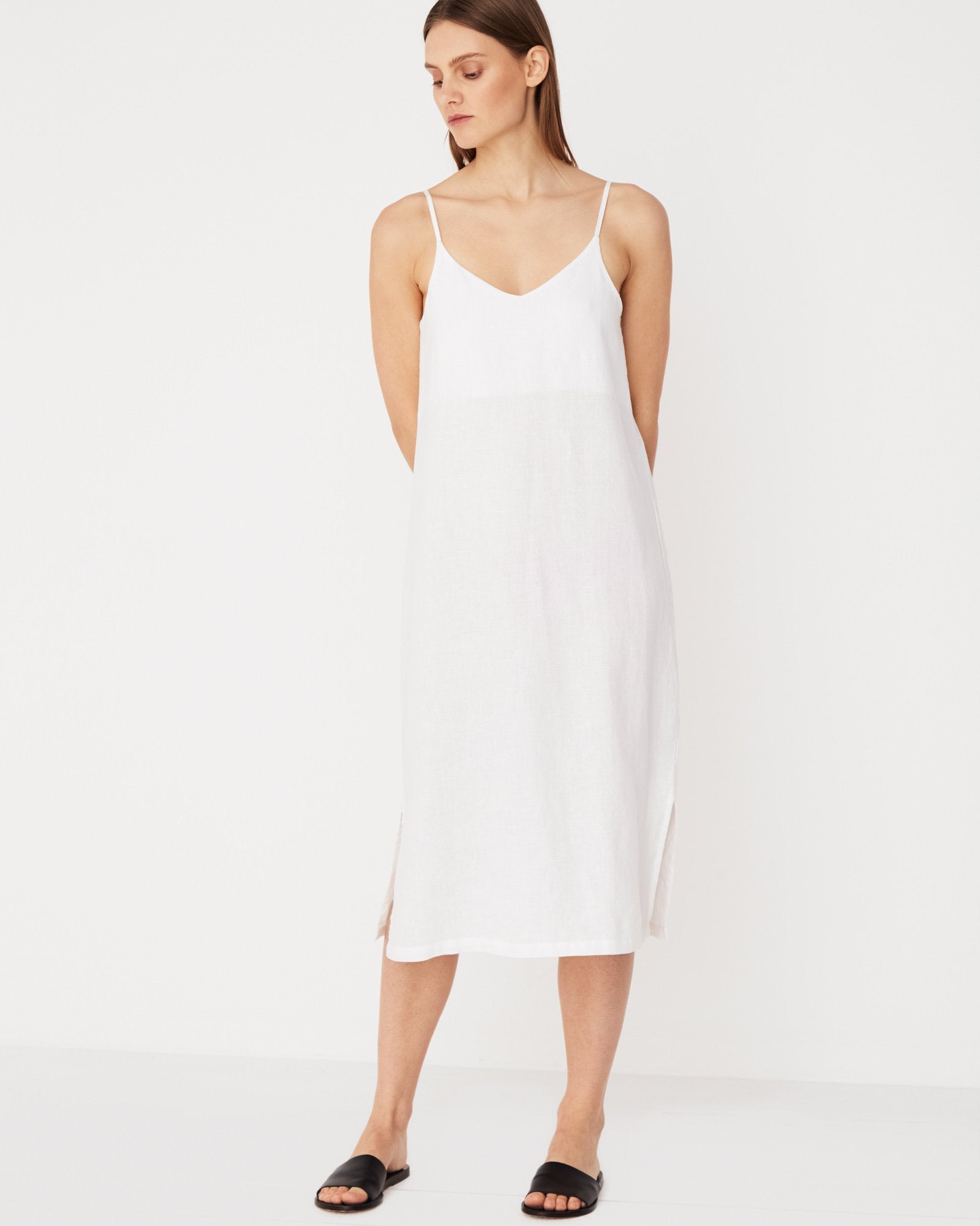 Linen Slip Dress White – plainjanes