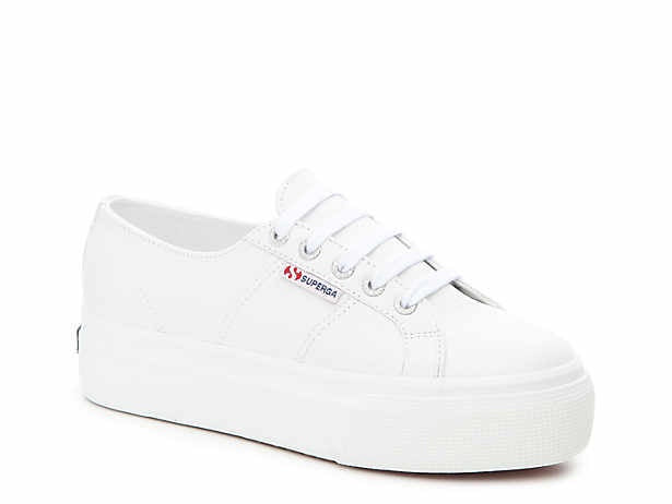 Superga White Leather Flatform – plainjanes