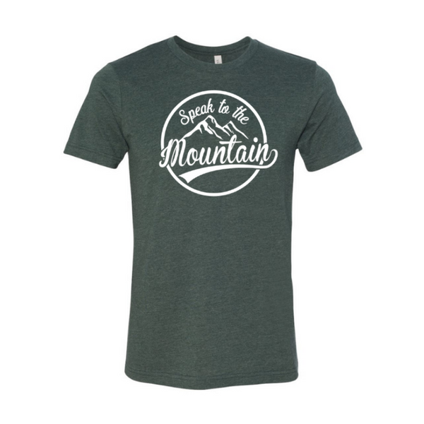 Speak to the Mountain-Heather Forest Unisex Fine Jersey T-shirt – Jez ...