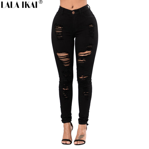 black ripped skinny jeans womens