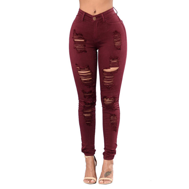 plus size red distressed jeans