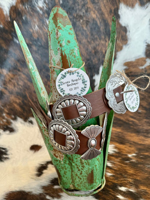 50% Off - Wild West Cowgirl Brown Concho Belt - Texas Angels