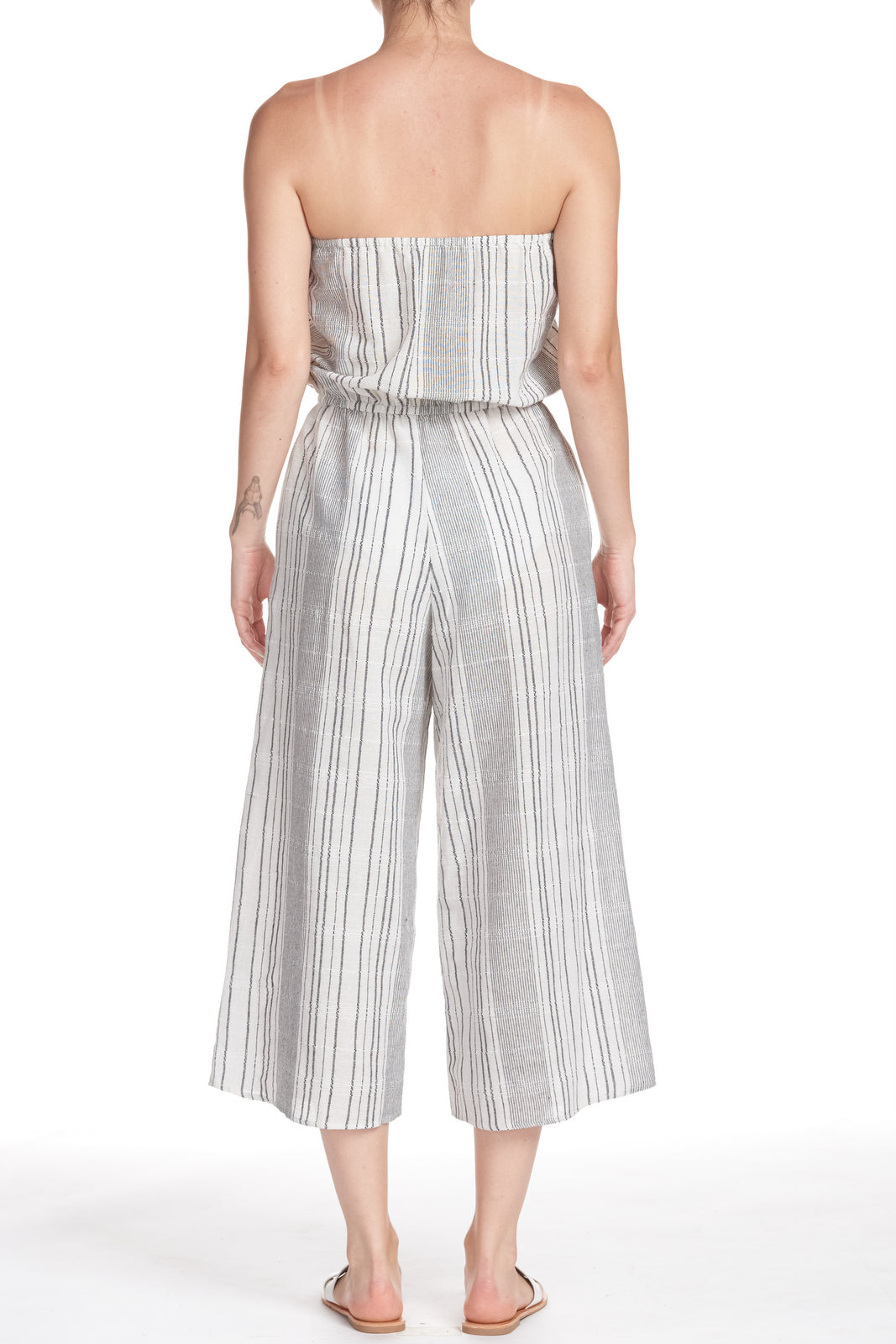 strapless jumpsuit striped