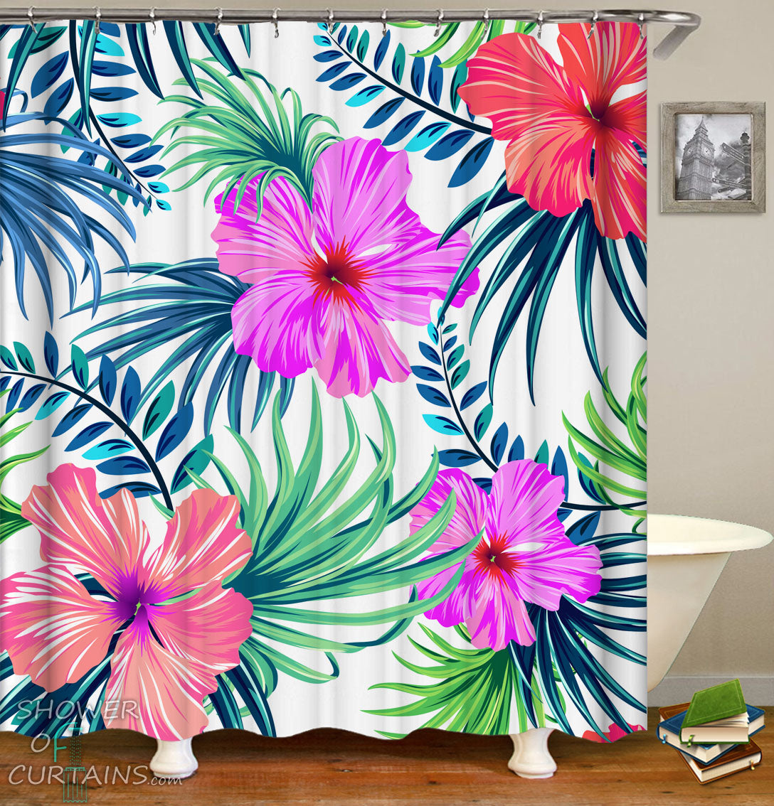 Hibiscus Shower Curtains Collection | Shower of Curtains