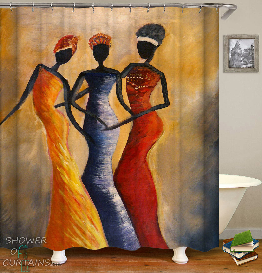 Shower Curtains African Ladies Art Painting Shower Of Curtains