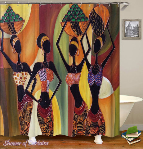 Colorful African Ladies Shower Curtain