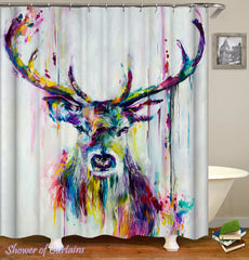 colorful-deer-painting-shower-curtains