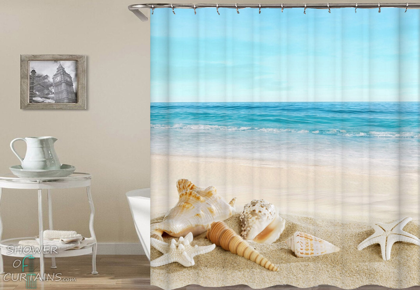 seashell shower curtain