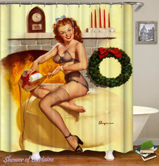 christmas-pin-up-girl-shower-curtain
