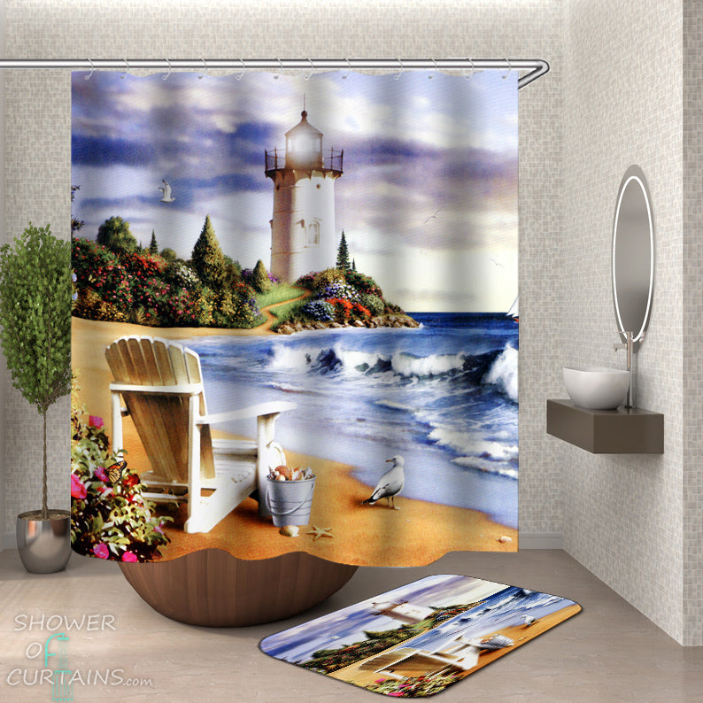 lighthouse shower curtain rings