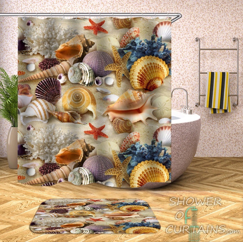 Seashell Shower Curtain Collection Shower Of Curtains