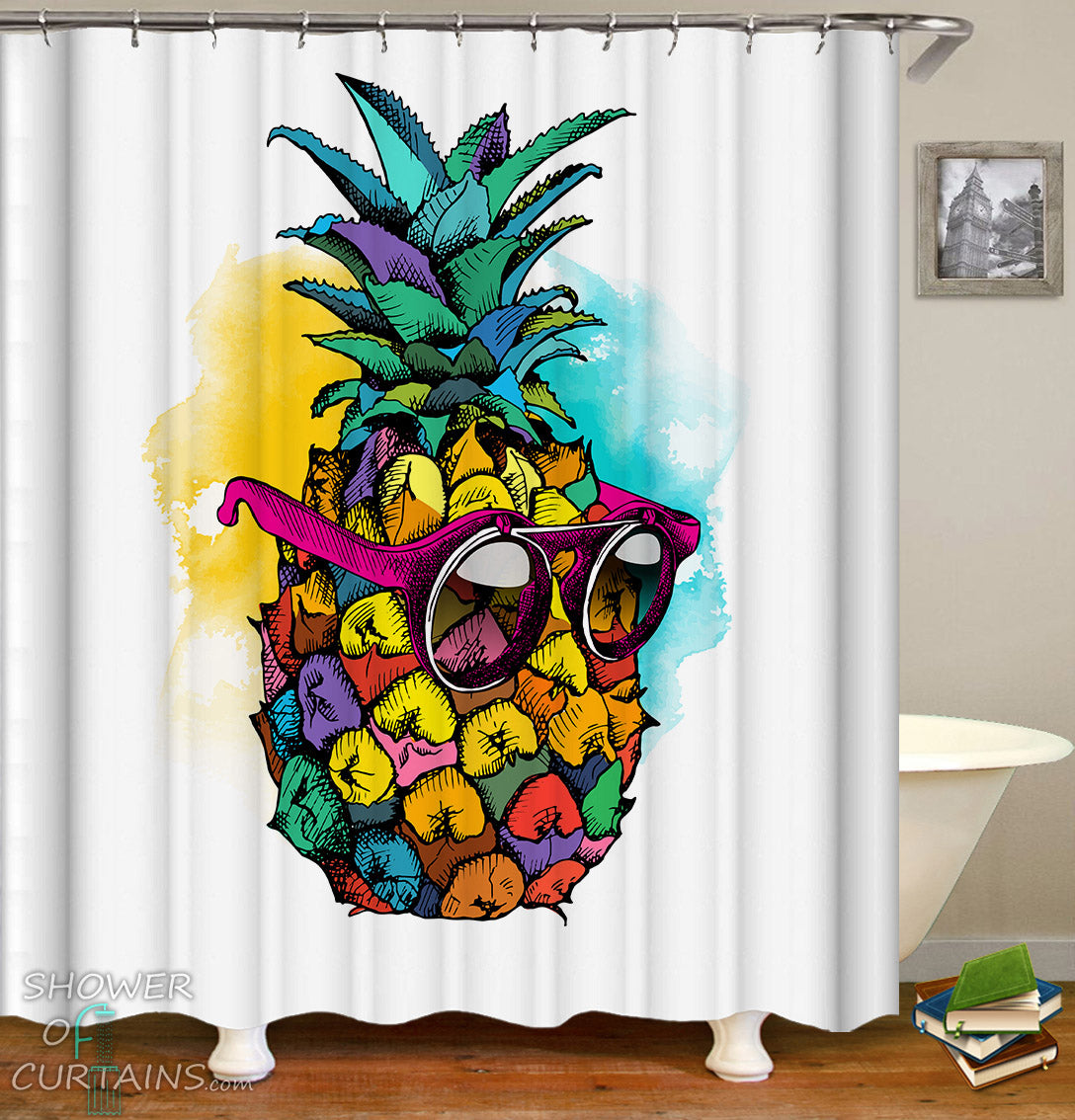 Shower Curtains Colorful Pineapple Shower Of Curtains