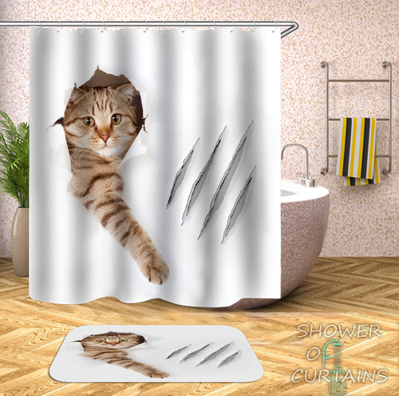 cat shower curtain set