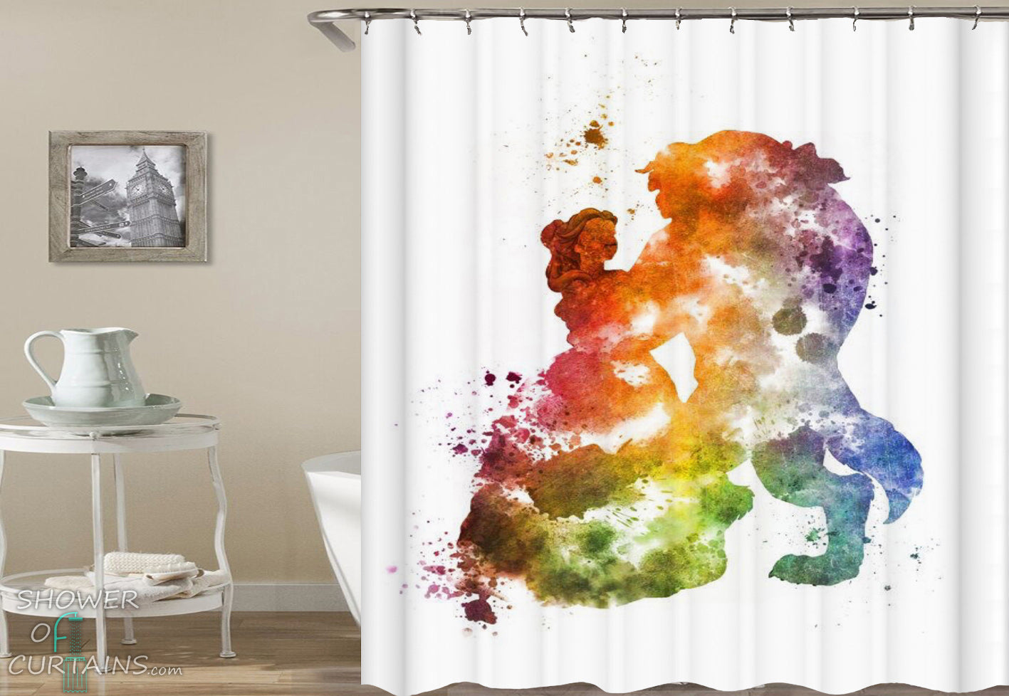 Shower Curtains Colorful Splash Beauty And The Beast Shower Of Curtains