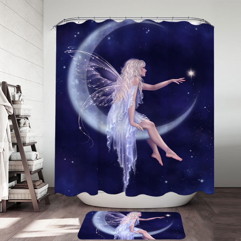 Fairytale Art the Birth of Star Beautiful Moon Fairy Shower Curtain ...