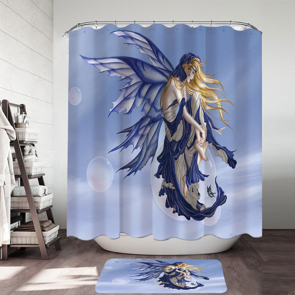 Fantasy Art Blue Dream Fairy Shower Curtain – Shower of Curtains