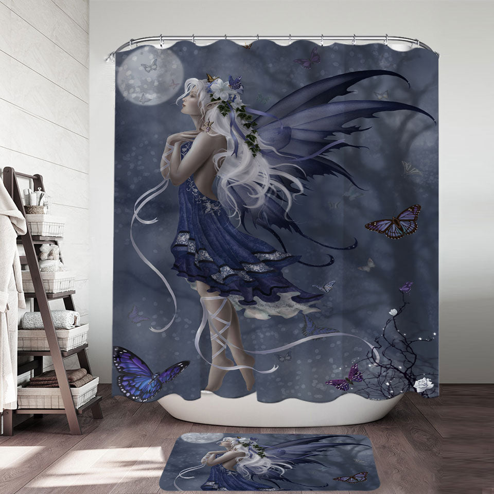 Fantasy Art Blue Nocturne Fairy Shower Curtain – Shower of Curtains