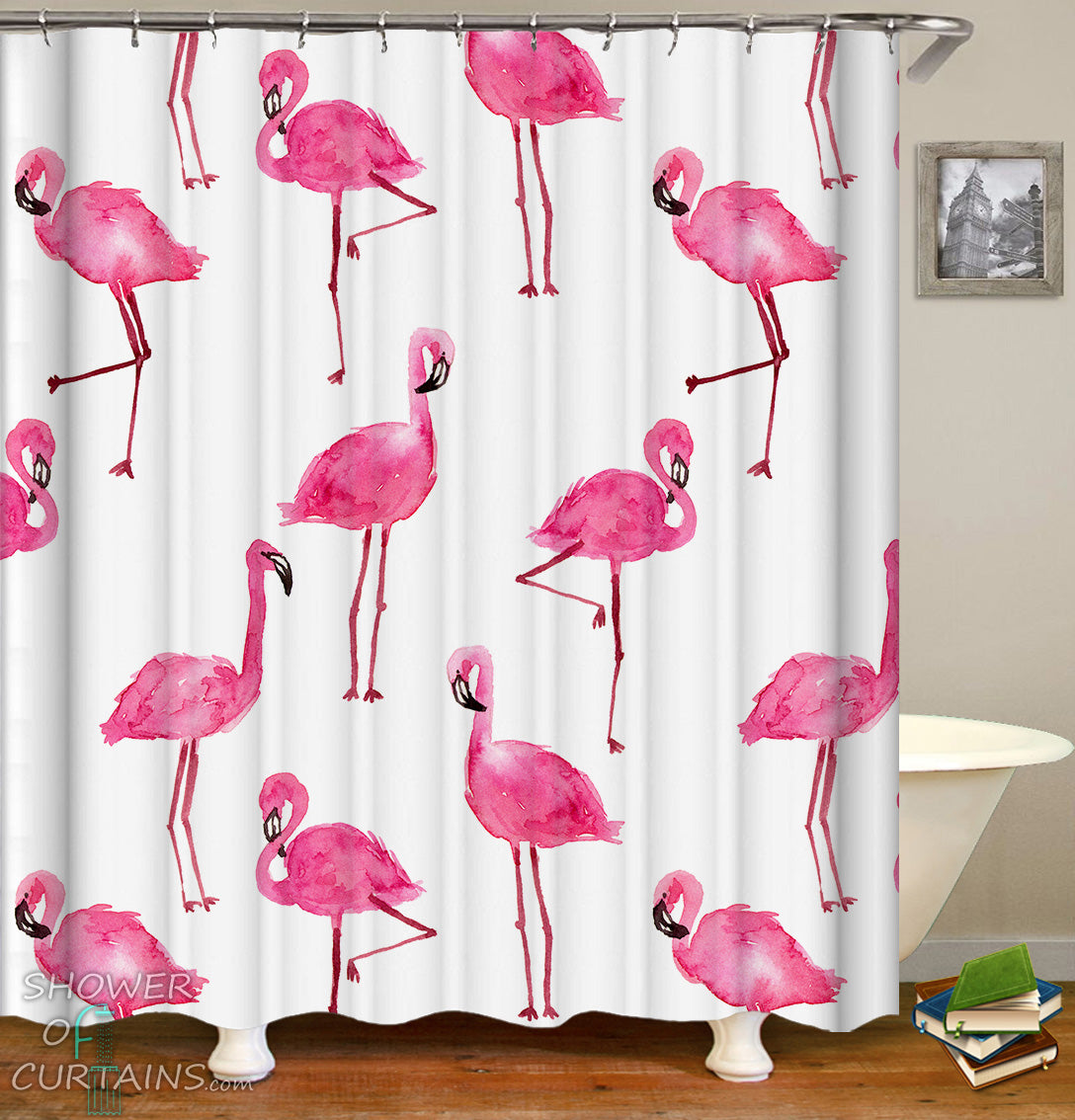 flamingo shower curtain set