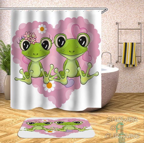 Lovely Cartoon Frogs Shower Curtain