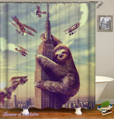 king-sloth-kong-shower-curtains