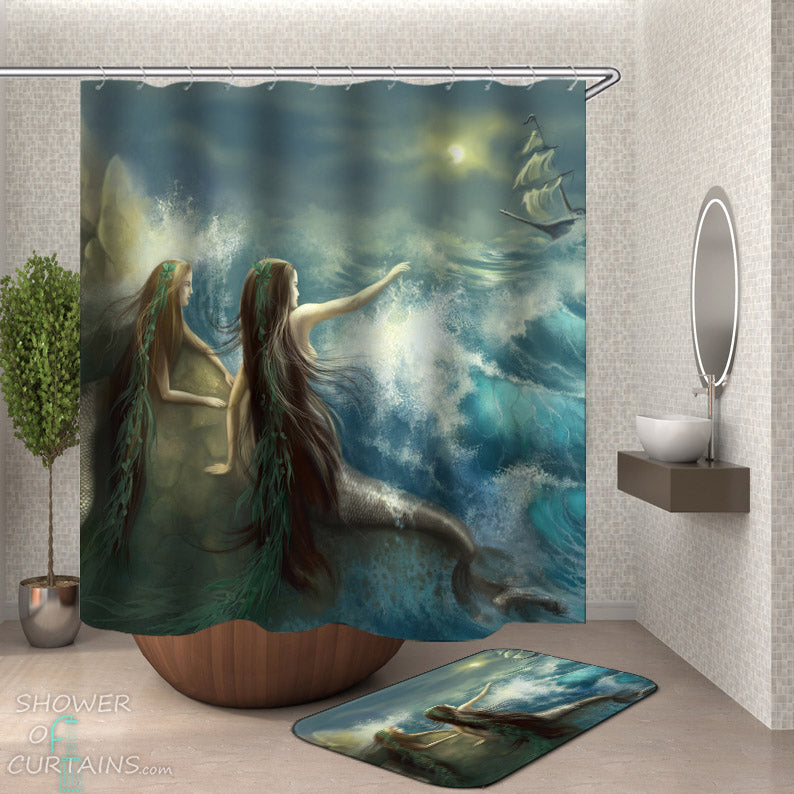 pottery barn kids mermaid shower curtain