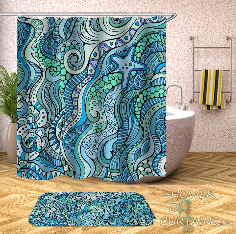 ocean shower curtain brown