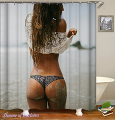 sexy-chick-on-the-beach-shower-curtains