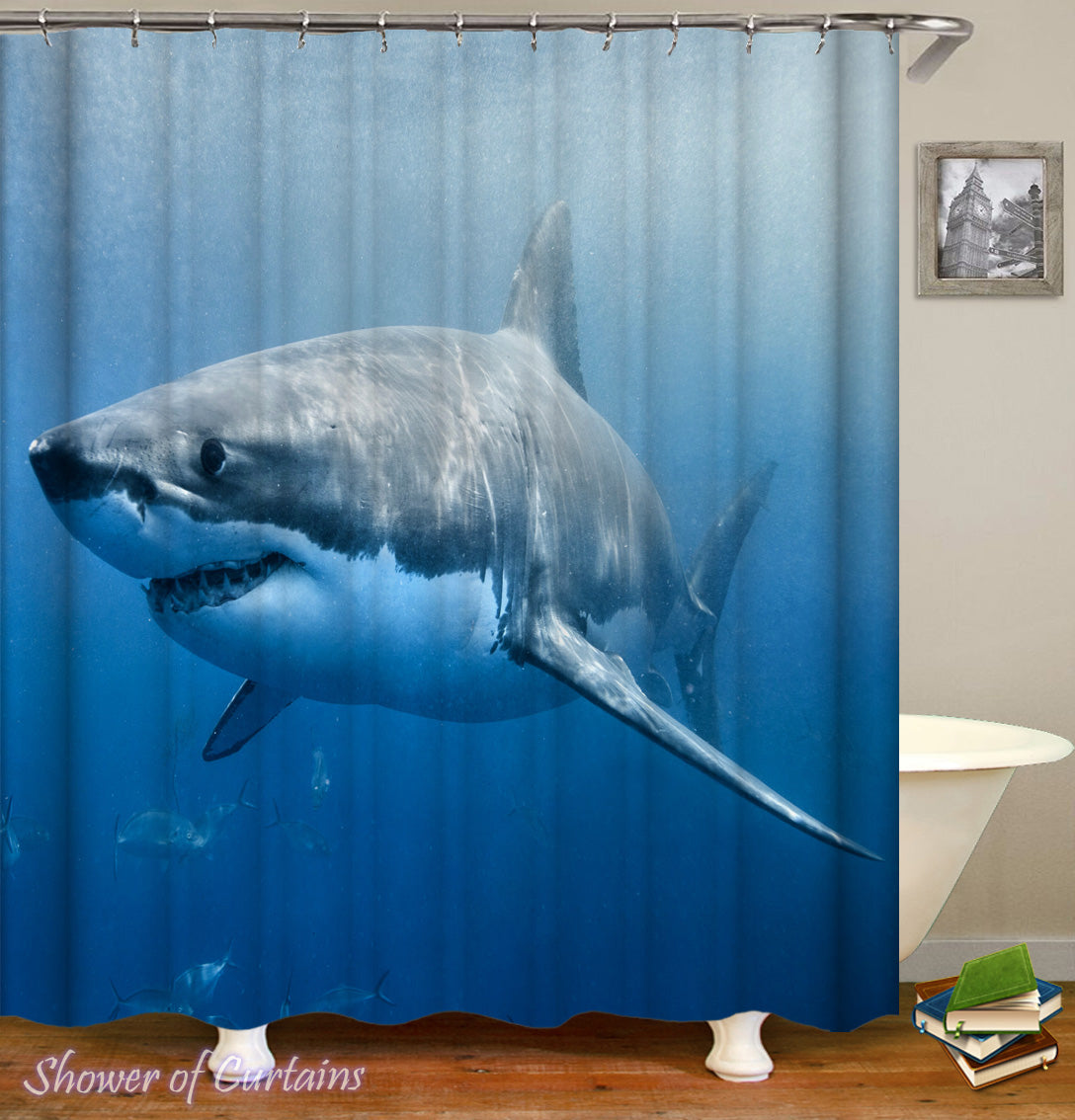 shark shower curtain ocean