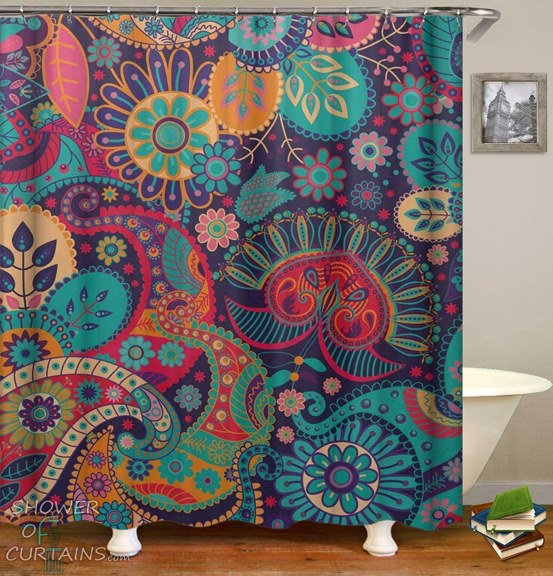 Shower Curtains of Multi Colored Oriental
