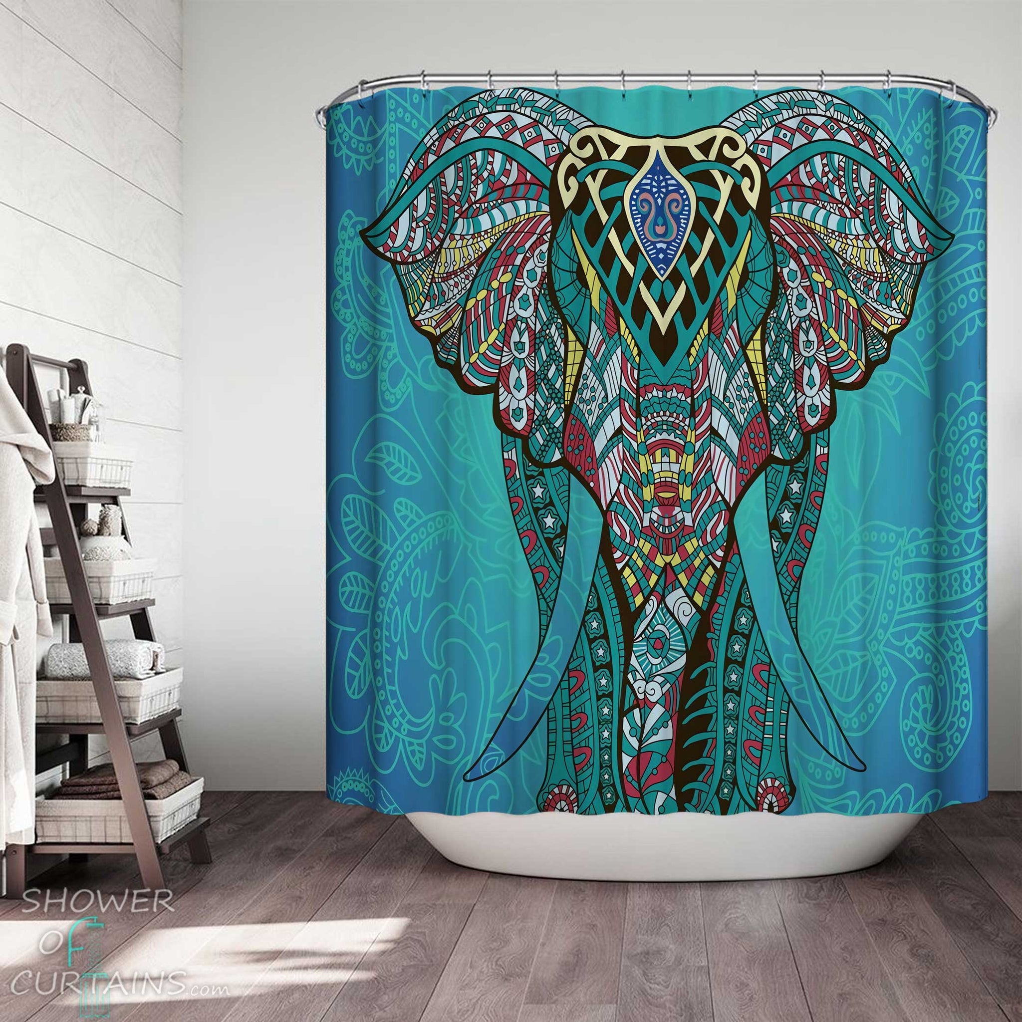 Shower Curtains With Teal Oriental Elephant Shower Of Curtains