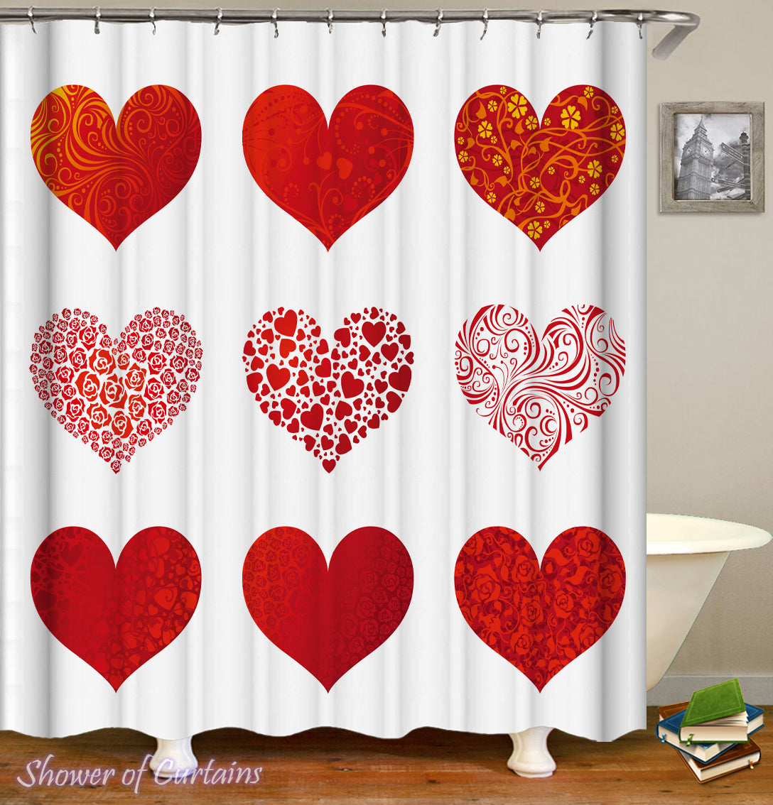 Shower Curtains The Nine Hearts Shower Of Curtains