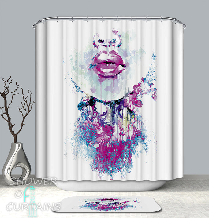 Shower Curtains | Purplish Sensual Lips – Shower of Curtains
