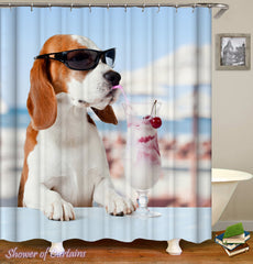 vacation-dog-shower-curtain