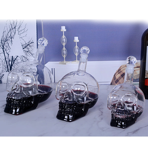 For Skull Shaped Wine Decanter Glass Bottle Crystal Skull Head Vodka Beer Whiskey Shot Glasses Bottle Cups Bar Home Decoration