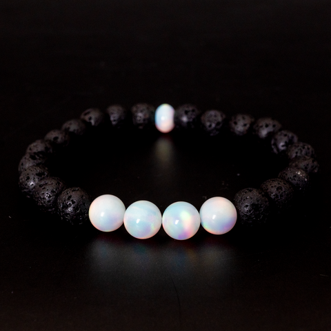 DIY Kit beads bracelet, opalite lava stone gemstone beads, bracelet be –  Swoon & Shimmer