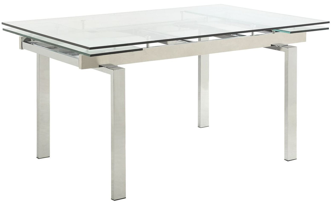 Coaster Wexford Chrome Extendable Glass Dining Table 106281