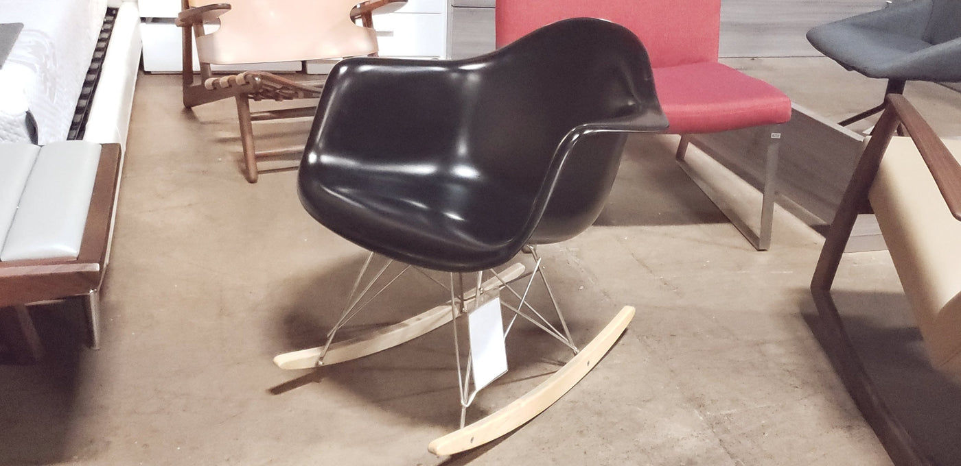 eames style rocking chair fiber glass ch6135 floor model  must purchase  from showroom