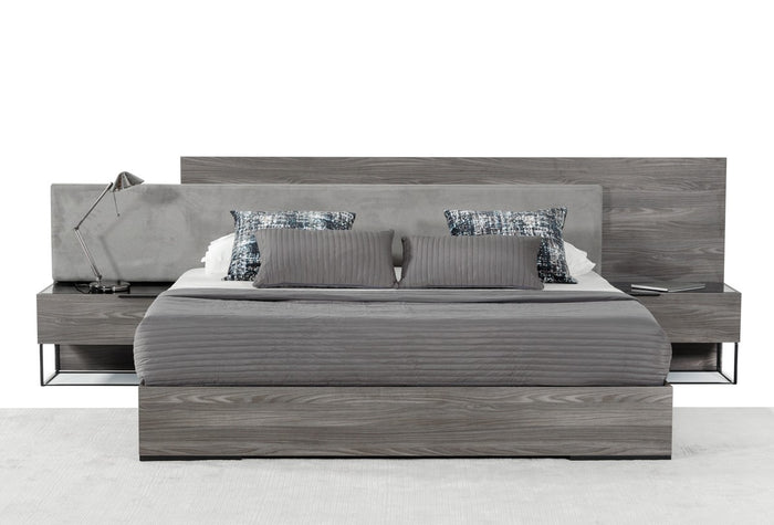 Nova Domus Enzo Italian Modern Grey Oak Fabric Bedroom Set