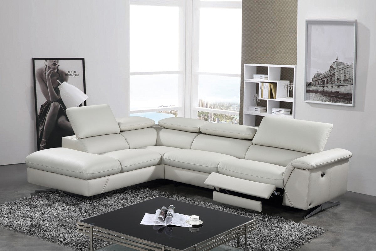 Maine Light Grey Eco Leather Sectional w/ Electric Recliner | All World ...