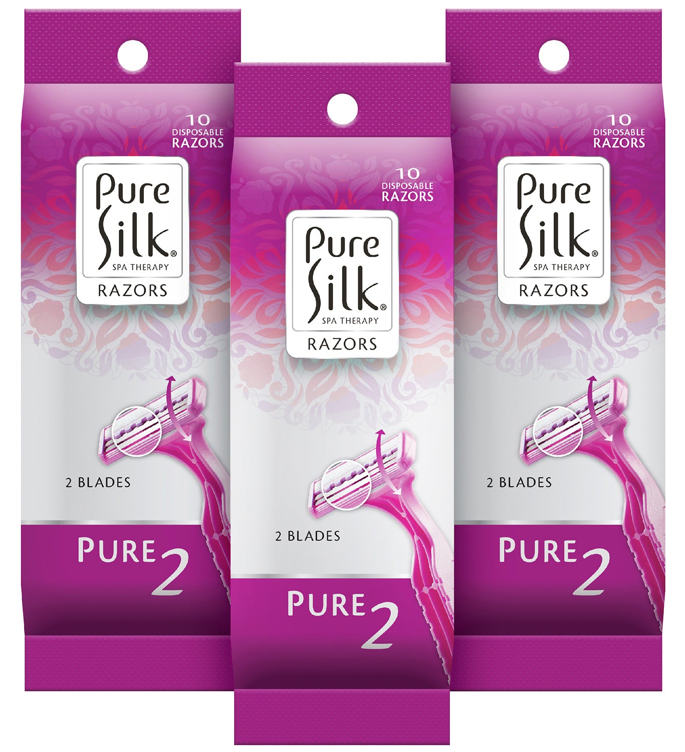 Pure Pure 2 Premium Disposable Razors Value Pack Bundle | For Women