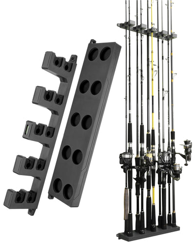 Cheap Quick Buckle 6 Compartments Punch-free Fishing Rod Rack Wall-Mounted  Vertical Fishing Pole Rack Accessories