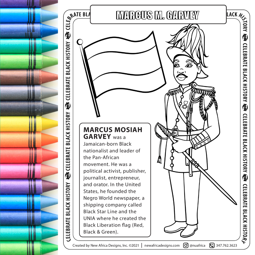Marcus Garvey Coloring Page Digital Download - New Africa Designs