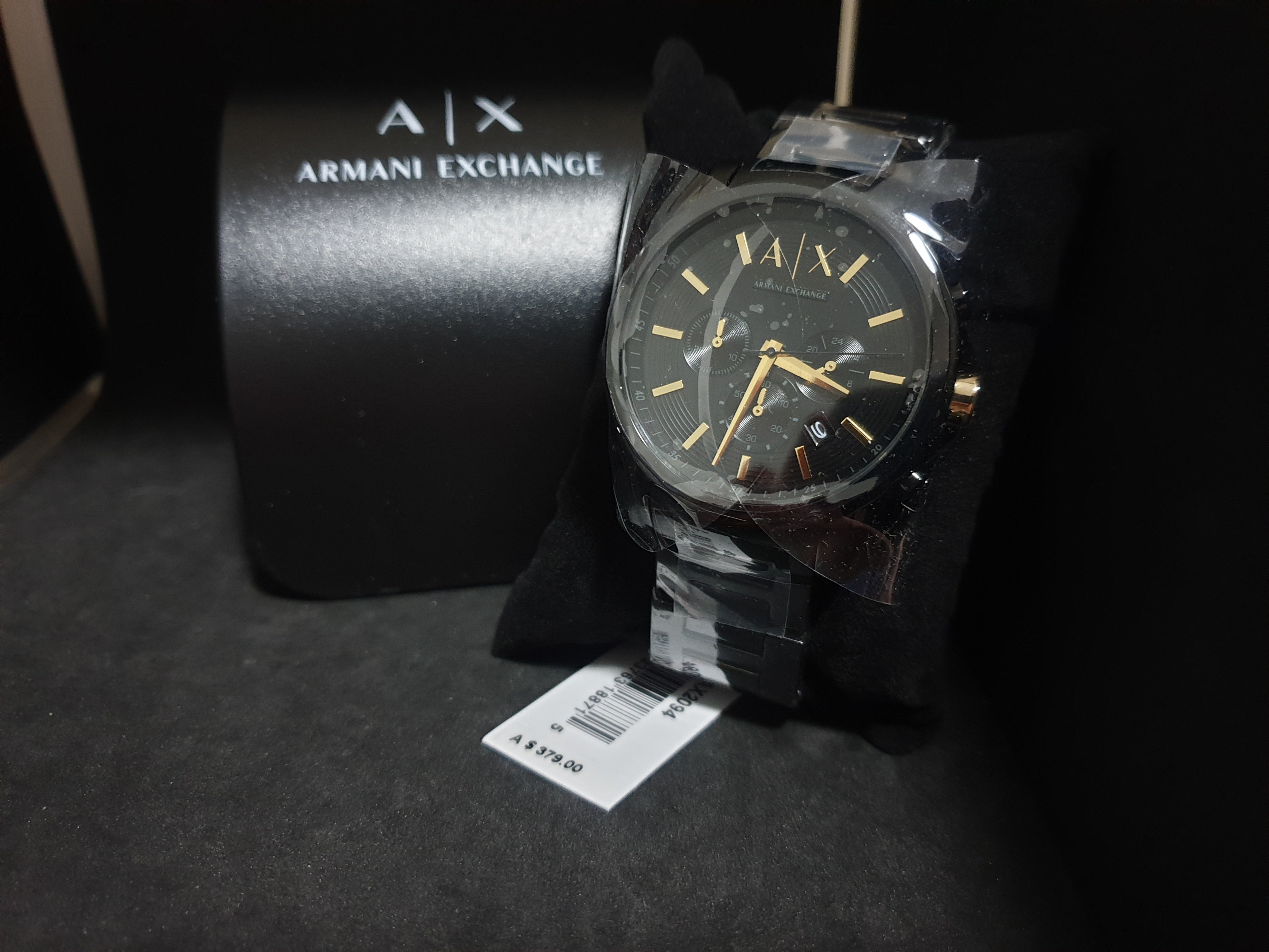 armani exchange mens all black chronograph dress watch ax2094