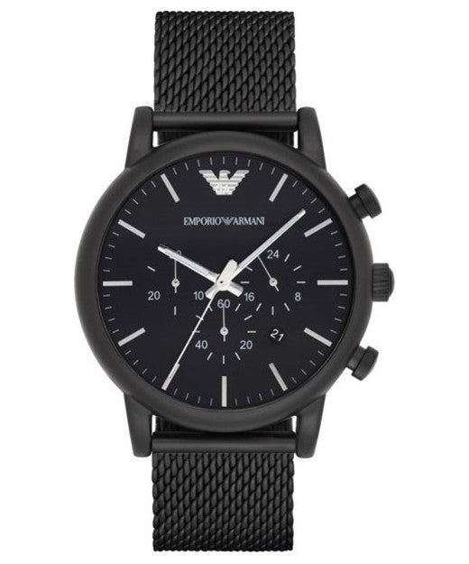 emporio armani black metal watches