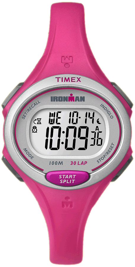 Timex Ironman Sleek 30 Lap TW5K90300 Pink Ladies Indigo Stopwatch.
