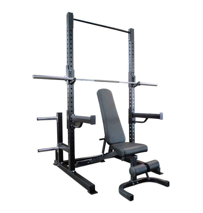 PL7353 Deluxe Squat Rack (PRE ORDER) + 45 Bar + FID Bench PACKAGE D – Extreme Training