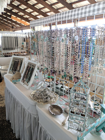 bel monili gemstone necklaces, tabletop gridwall display, craft show necklace display