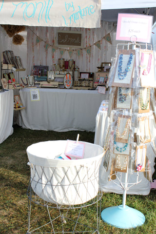 vintage collapsible laundry basket, craft show display